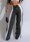 SC Spliced Three-stripe Wide-leg Jeans ZSD-0668