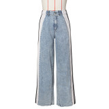 SC Spliced Three-stripe Wide-leg Jeans ZSD-0668