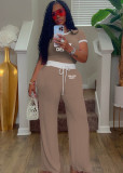 SC Ribbed Color Clash Short Sleeve Pants Set SFY-TD2777D