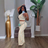 SC Sleeveless Print Wide Leg Pants 2 Piece Set SFY-2781