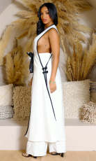 SC Camellia Bow Sleeveless Long Tank Dress Wide Leg Pants Set ZSD-0690