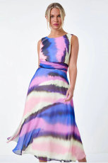 SC Sleeveless Print Slim Midi Dress XHXF-418