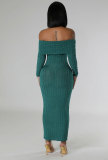 SC Solid One Shoulder Long Sleeve Midi Dress XHXF-415