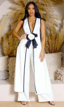 SC Camellia Bow Sleeveless Long Tank Dress Wide Leg Pants Set ZSD-0690