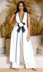 SC Camellia Bow Sleeveless Long Tank Dress Wide Leg Pants Set ZSD-0690