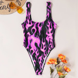 SC Flame Print Sleeveless One Piece Swimsuit DYSC-DY9108031