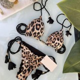 SC Leopard Print Bra Pads Skinny Tie Bikini Swimsuit DYSC-DY24A1561YYB052113