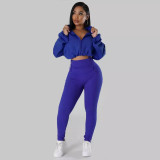 SC Hooded Loose Long Sleeve Top Skinny Pants Sport Set SFY-502