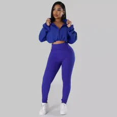SC Hooded Loose Long Sleeve Top Skinny Pants Sport Set SFY-502