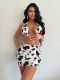 SC Bikini Cow Print Halter Skirt 3pcs Swimsuit DYSC-DYA220228113
