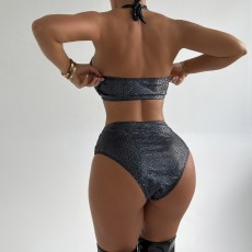 SC Hollow Out Tie Up Solid Two Piece Swimsuit DYSC-DY22A87YYB072713