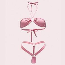 SC Sexy Solid Color Tie Up Swimsuit 2 Piece Set DYSC-DY23A894YYB091213