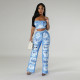 SC Fashion Print Sling Tops Loose Two Piece Pants Set CYA-CY901310