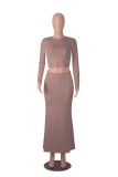 SC Solid Color Long Sleeve Long Skirt 2 Piece Set MZ-WX001