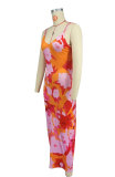 SC Casual Sling Print Slim Midi Dress XHXF-419