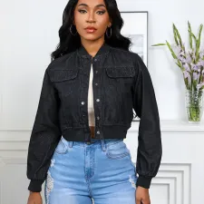 SC Fashion Ribbed Denim Jacket Coat GQDH-2329