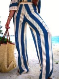 SC Plus Size Striped Sweater Loose Two Piece Pants Set FSXF-663