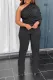 SC Solid Color Irregular One-Shoulder Single Sleeve Ruched Jumpsuit BGN-351
