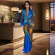 SC Fashion Pleated Color Block Plus Size Maxi Dress BY-6952