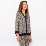 SC Cardigan Print Pajama Set Casual Homewear GLSY-W0273