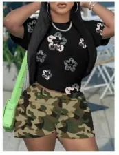 SC Casual Print Short Sleeve Shorts Sport Suit GYXF-8019