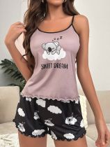 SC Sleeveless Camisole Butterfly Print Shorts Pajama Set GLSY-L0129