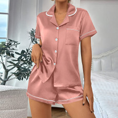 SC Casual Pajamas Lapel shorts Set Homewear GLSY-CF0015