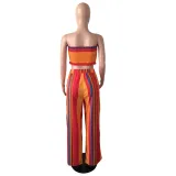 SC Wrap Chest Stripe Print Two-piece Pants Set LS-5075