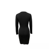 SC Solid Color Long Sleeve Mini Dress LSD-1997