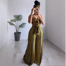 SC Sexy Wrap Chest Irregular Print Two Piece Pants Set NY-10837