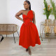 SC Solid Color One Shoulder Petal Hollow Out Maxi Dress NY-10836