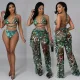 SC Print Tie Up Bikinis+Pants Three Piece Swimsuit LSL-0007