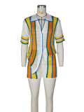 SC Sexy Hollow Out Lapel Knit Shorts Set ZSD-0335
