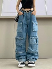 SC Fashion Spliced Multi-Pocket Wide-Leg Jean GQLF-30000