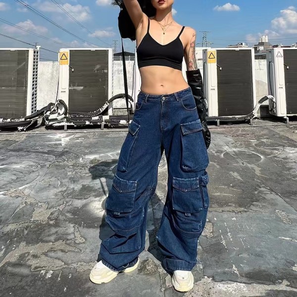 SC Fashion Spliced Multi-Pocket Wide-Leg Jean GQLF-30000