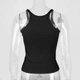SC Solid Color Ribbed U Neck Vest GZJF-ZJ2576