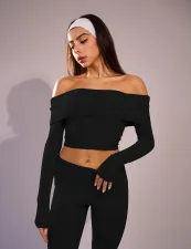 SC One Shoulder Top Low Rise Flared Pants Solid Color Pant Set GXYF-H0402