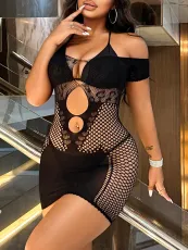 SC Hot Diamond Hollowed Out Mesh Dress GYDE-AL02