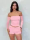 SC Long Sleeve One Shoulder Slim Short Two Piece Set GXYF-H0407