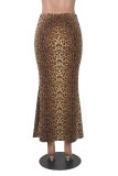 SC Leopard Print Half-length Fishtail Skirt GXYF-H0409