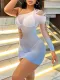 SC Single Sleeve Slant Shoulder Gradient Erotic Mesh Dress GYDE-AL05