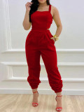 SC Solid Color Bow Tie Backstrap Jumpsuit YH-5288