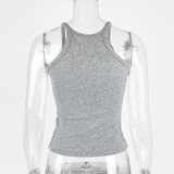 SC Solid Color Ribbed U Neck Vest GZJF-ZJ2576