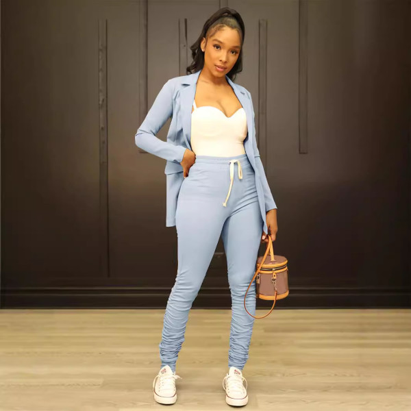 SC Long Sleeve Blazer Casual Pants Two Piece Set SFY-501