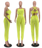 SC Solid Color Bow Tie Backstrap Jumpsuit YH-5288