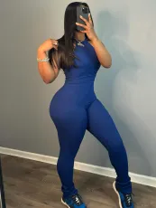 SC Solid Color Tight Backless Halter Jumpsuit YH-5352