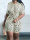 SC Leopard Print Short Sleeve Loose Shorts Set SFY-2579