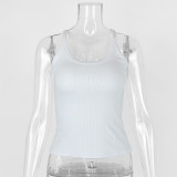SC Solid Color Ribbed U Neck Vest GZJF-ZJ2576
