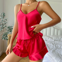 SC Ice Silk Camisole Shorts Pajamas Loungewear GDNL-3105