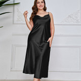 SC Plus Size Solid Color Sexy Halter Nightgown Dress GDNL-H7011